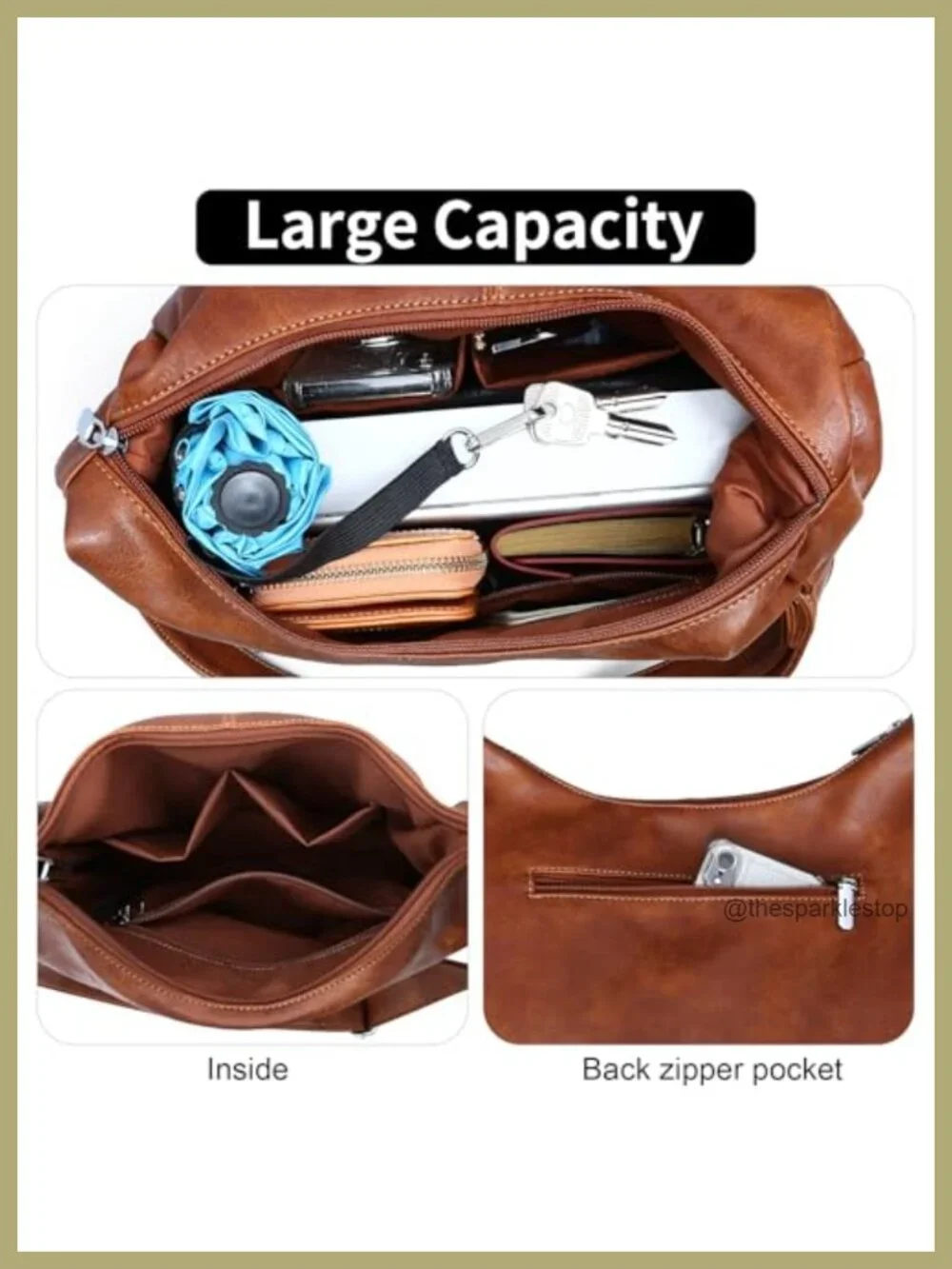Vegan Leather Slouchy Hobo Bag Women Shoulder Crossbody Tote Adjustable Strap